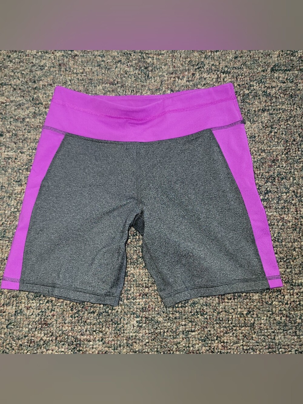 🔥5/$20 tek gear Gray and Purple High-Waist Bike Shorts